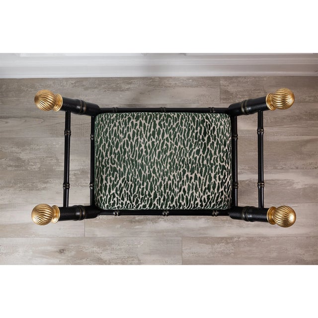 Boca Black Earl Emerald Animal Print Bamboo Bench For Sale In Chicago - Image 6 of 8