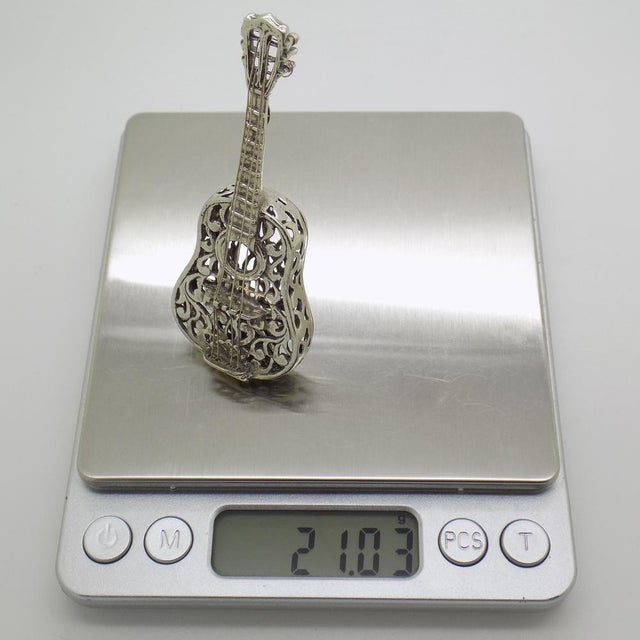 Vintage Italian Handmade Silver Guitar, Tuscany, 1980s For Sale - Image 9 of 12