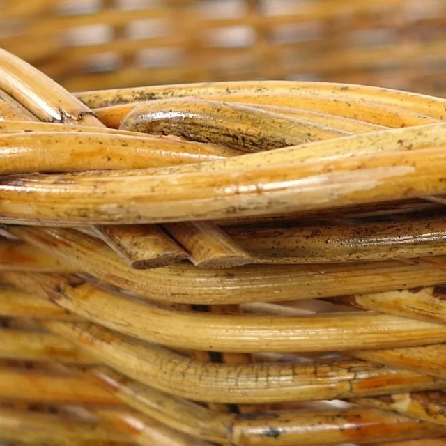 Wood Large Black Metal Frame & Wicker Baskets, 1950s, Set of 3 For Sale - Image 7 of 8