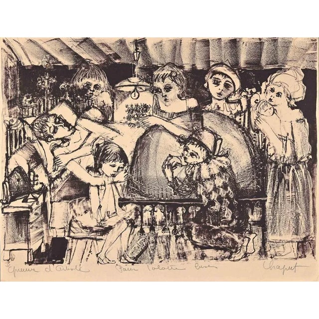 The Bedside is an original Original Lithograph by Jean-Pierre Chaput in the Mid 20th Century. Good condition. The artwork...