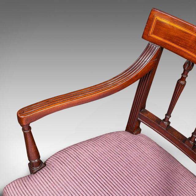 Brown Antique Morning Room Chair, English, Desk, Elbow Seat, Reception Hall, Regency For Sale - Image 8 of 10