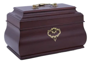 Virginia Metalcrafters Mahogany Rectangular Tea Caddy Jewelry Box