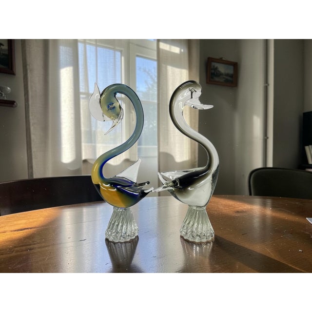 Venetian Murano Glass Swans, 1970s, Set of 2 For Sale - Image 12 of 17