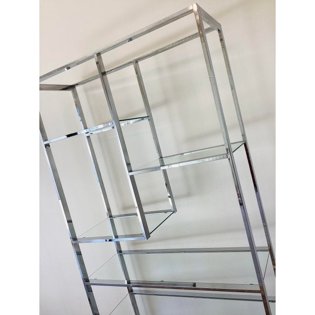 Vintage 1970s Milo Baughman Style Chrome Etagere Bookcase Mid Century Modern For Sale - Image 13 of 13