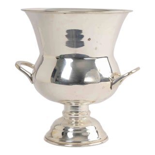 Vintage Leonard Silver Plate Modernist Ice Bucket With Twin Handles For Sale