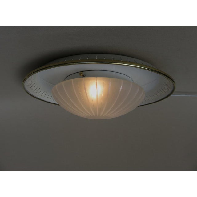 Ceiling or Wall Light in Satin Glass, Metal & Brass from Hillebrand, 1950s For Sale - Image 4 of 18
