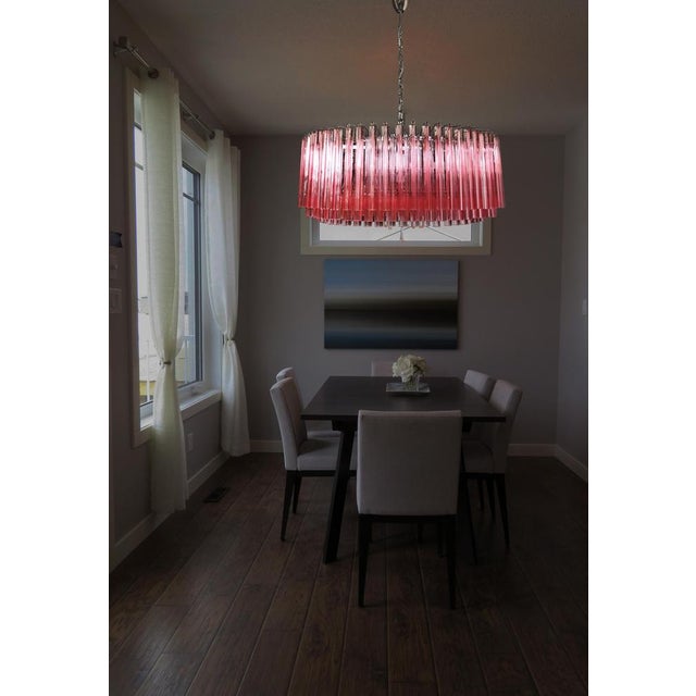 Large Triedri Murano Glass Chandelier with 391 Pink Prims Triedri, 1990s For Sale - Image 14 of 18