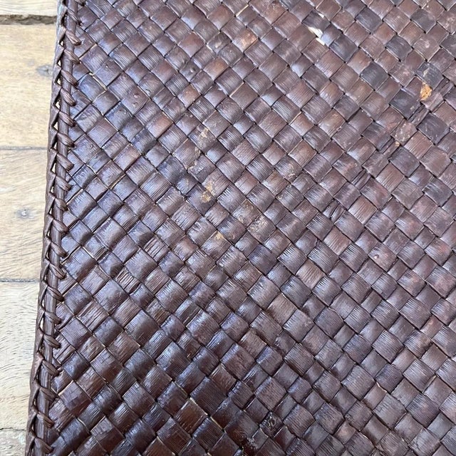 Chocolate Vintage Handwoven Square Rattan Placemats - Set of 4 For Sale - Image 8 of 10