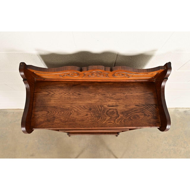 Antique Victorian Carved Oak Bookcase, Circa 1900 For Sale - Image 9 of 12
