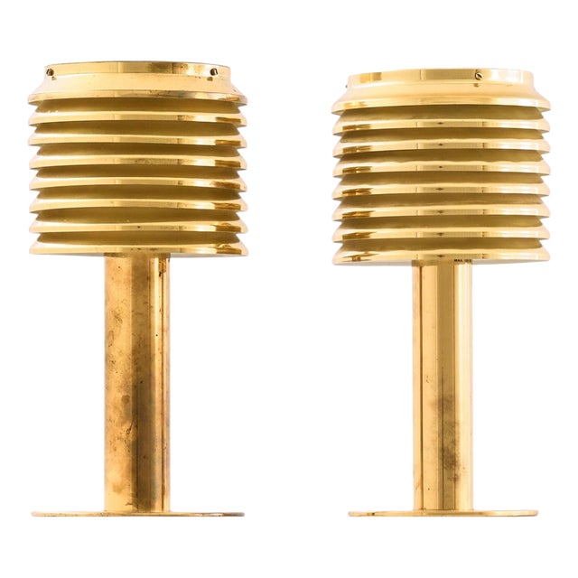 Table Lamps in Brass attributed to Hans-Agne Jakobsson, 1950s, Set of 2 For Sale