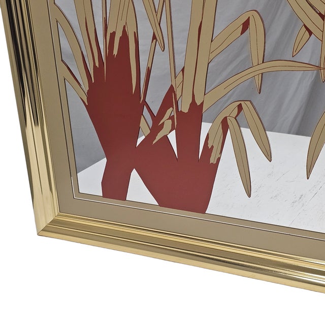 1970s Steve Wiener for Academy Arts Screen-Printed Cattail Mirror, Gold Frame For Sale In San Francisco - Image 6 of 12
