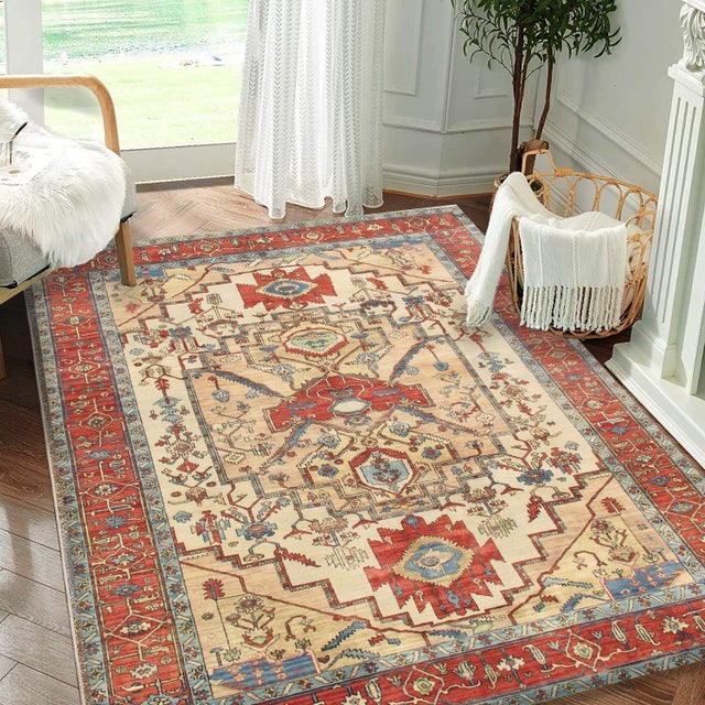 Pasargad Home Serapi Ivory Wool Area Rug, 8' 8'' X 12' 2'' For Sale - Image 4 of 4