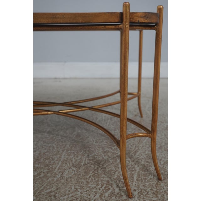 1980s Regency Style Black & Gold Painted Iron Base Tray Table For Sale - Image 5 of 14