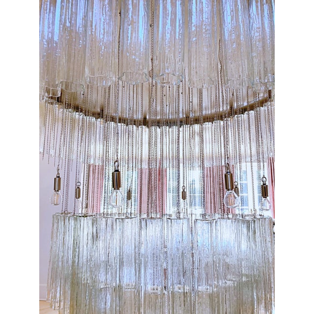 Metal Large Nickel Polished Chandelier With Tronchi Glass by Lmd Custom Lighting For Sale - Image 7 of 13