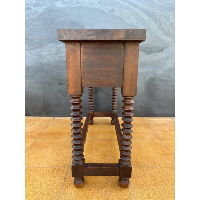 Spanish Console Table with Turned Legs and Carved Drawers, 20th Century For Sale - Image 10 of 10