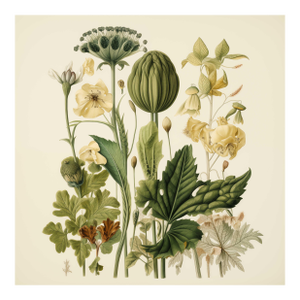 # 20" X 20" Original Watercolor Botanical Fine Art Print - Dark Green, Unframed