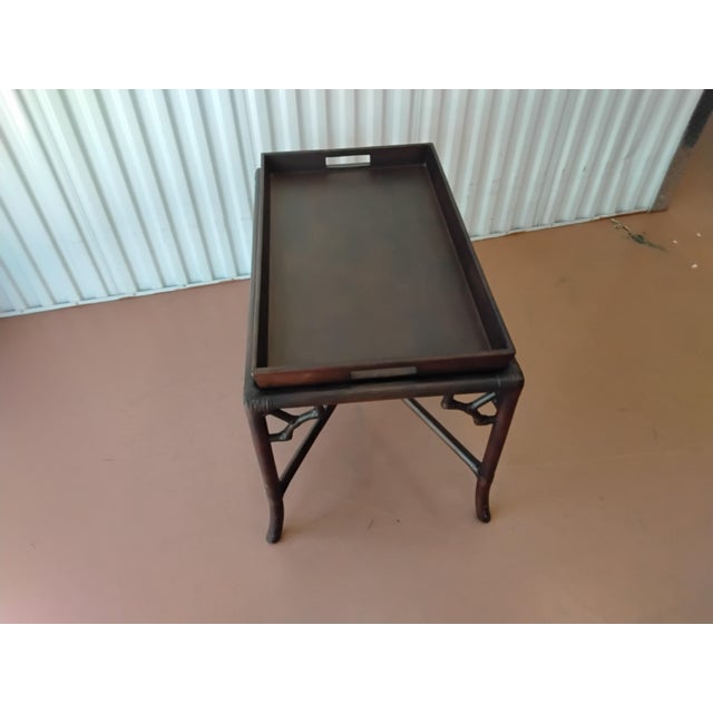 1980s Chinoiserie Bamboo Tray Table For Sale - Image 4 of 6
