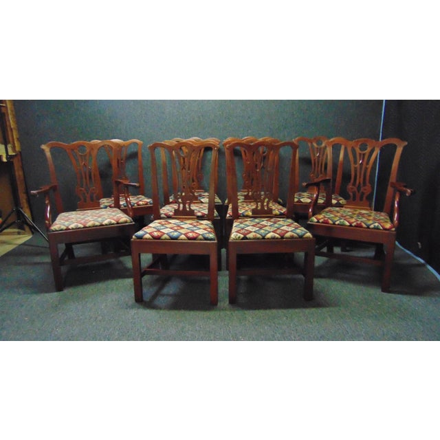 Chippendale Chippendale Handmade Solid Mahogany Dining Chairs - Set of 10 For Sale - Image 3 of 11