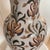 Late 20th Century Vintage Iznik Pattern Ceramic Chinoiserie Lamp on Carved Wood Base With Gold Shade For Sale - Image 5 of 12