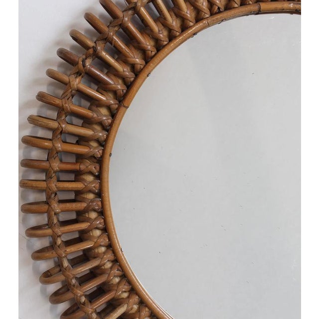 Vintage Italian Rattan Wall Mirror, 1960s For Sale - Image 3 of 11
