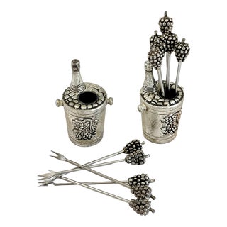 Spanish Wine Theme Pewter Cocktail Picks For Sale
