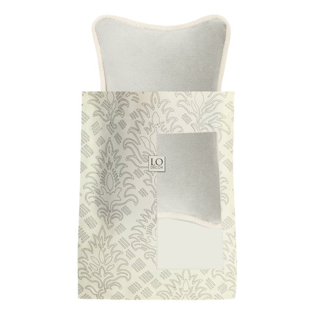 The Gift Micro Cushion in Light Grey Velvet with White Piping by Lorenza Briola for Lo Decor For Sale