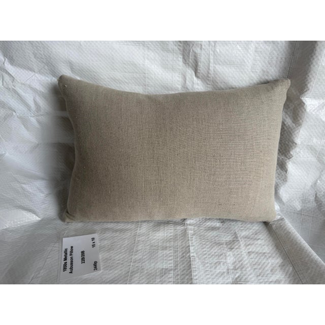 Metal Antique French Aubusson Floral Metallic Thread Pillow, Circa 1850 For Sale - Image 7 of 7