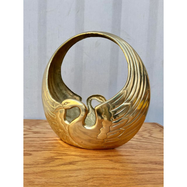Vintage Hollywood Regency Brass Egret Basket /Centerpiece. For Sale - Image 4 of 11