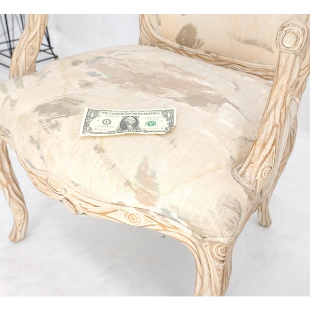 Mid 20th Century Faux Carved Twig Wood & Eye Theme Arm Lounge Fireside Arm Chairs White Wash MINT For Sale - Image 5 of 16