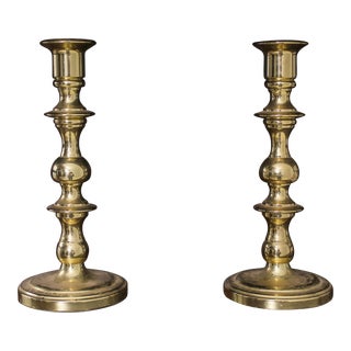 Pair Baldwin Brass Colonial Style Candlesticks For Sale