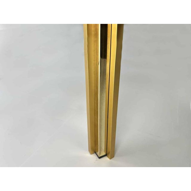 Vintage Hollywood Regency Brass & Smoked Glass Side Table by Renato Zevi, 1970s For Sale - Image 6 of 7