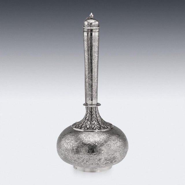 Late 19th Century Antique 19th Century Indian Silver Surahi Water Bottle, Lucknow, 1870s For Sale - Image 5 of 18