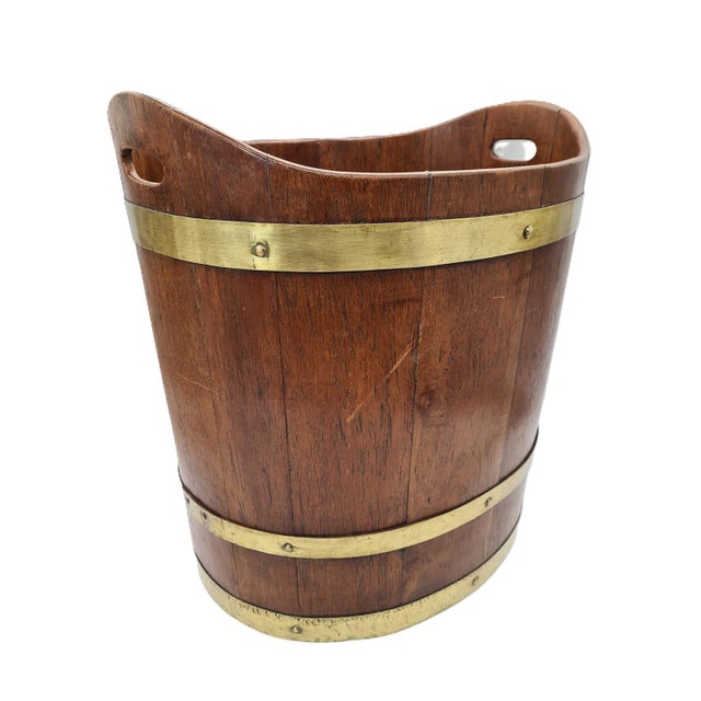 Maritime Wooden Bucket with Brass Hoops, 1960s-1970s For Sale - Image 14 of 14