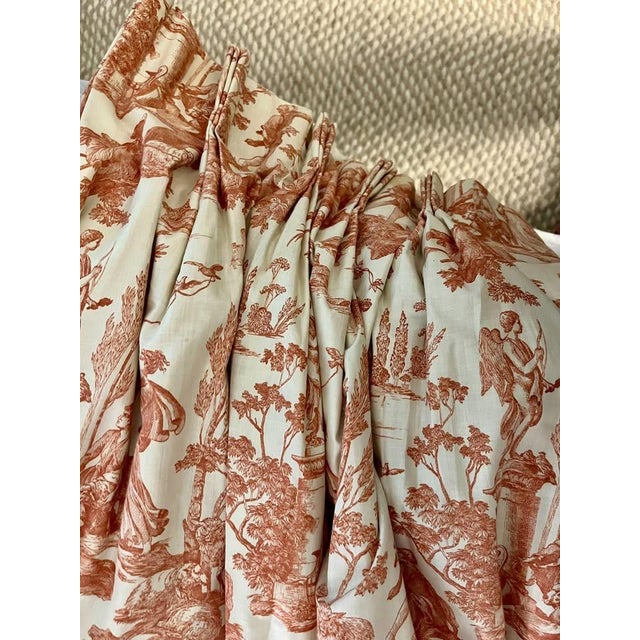 French Provincial Waverly Brick, Ivory Toile Custom Drapery/Curtain Panels. 4 Available, Lined, 82" Long For Sale - Image 3 of 3