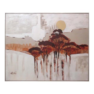 Mid 20th Century "Sunrise" Abstract Landscape Lee Reynolds Painting, Framed For Sale