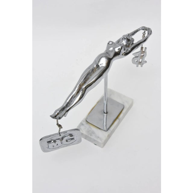 Silver 1991 James David Berenson Signed Silver, Bronze and Marble Sculpture Entitled "Temperance" Limited Edition For Sale - Image 8 of 10