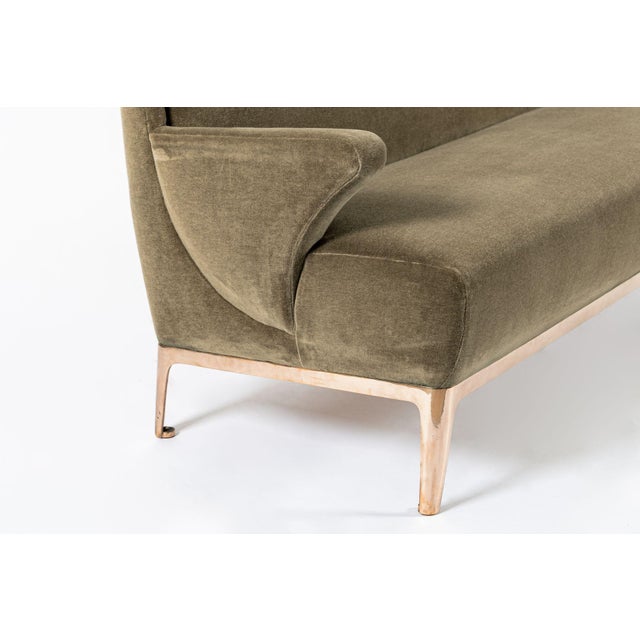 Restored 1940s Art Deco Sofa Mink Mohair, Matching Chair Available For Sale - Image 12 of 14
