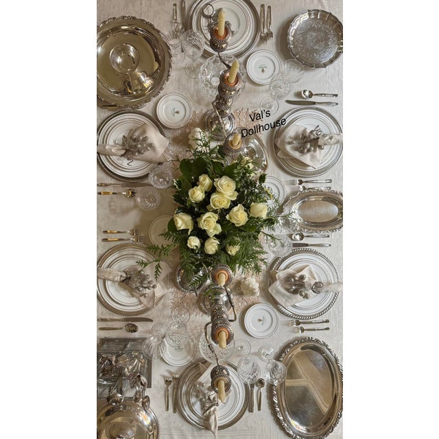 Here is a high-quality damask oblong tablecloth with mum motif. From an era when fine table linens were attainable, now...