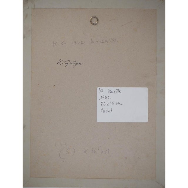 Kurt Groeger, Marseille, Woman at a Café Terrace Communing, Original Signed Watercolor For Sale - Image 9 of 11