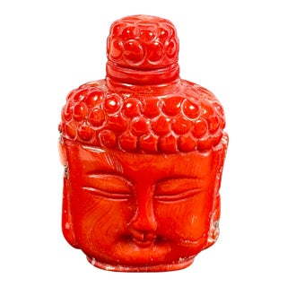 Rare Red Coral Buddha Head Snuff Bottle For Sale