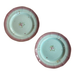 1950s Lowestoft Calyx Ware Adams Dinner Plates Vintage English China 10.25 - Set of Two (2) For Sale