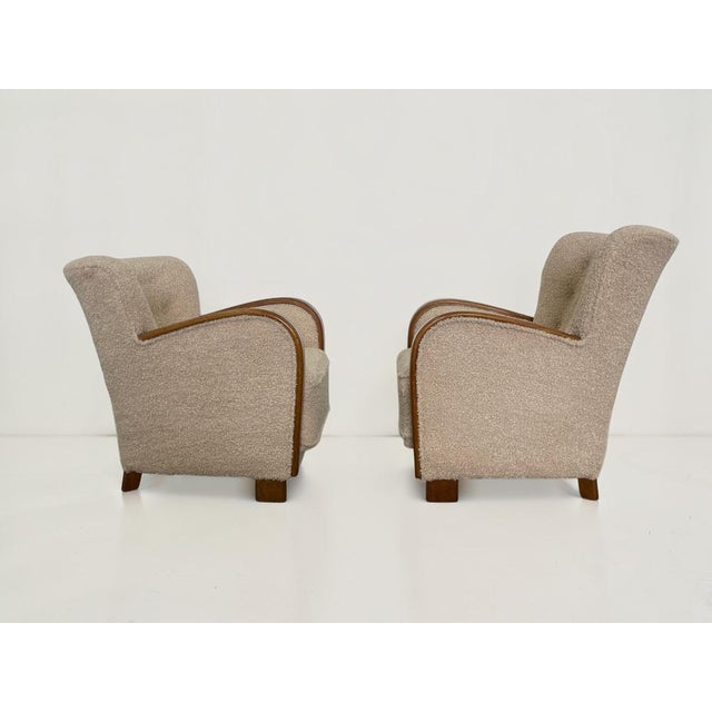 Danish Art Deco Style Lounge Chairs in Beige Bouclé, 1940s, Set of 2 For Sale - Image 4 of 13