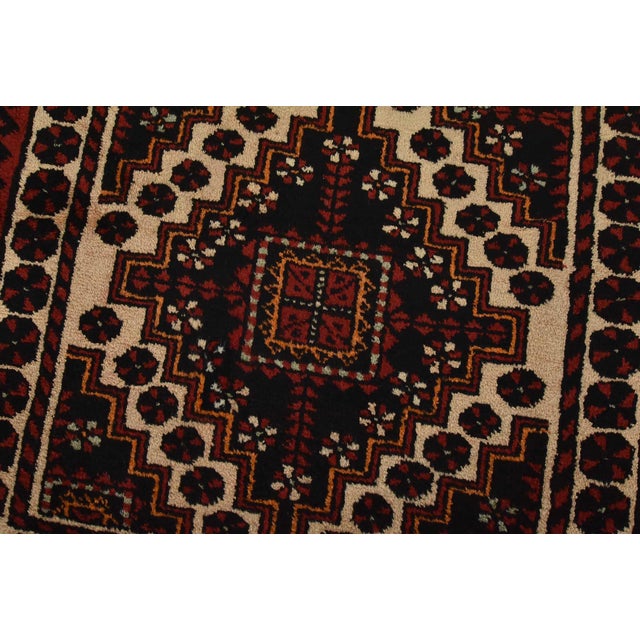 Baloch Rug 3’5” X 6’6” Beige Wool Vintage Tribal Hand-Knotted Oriental Carpet For Sale - Image 4 of 12