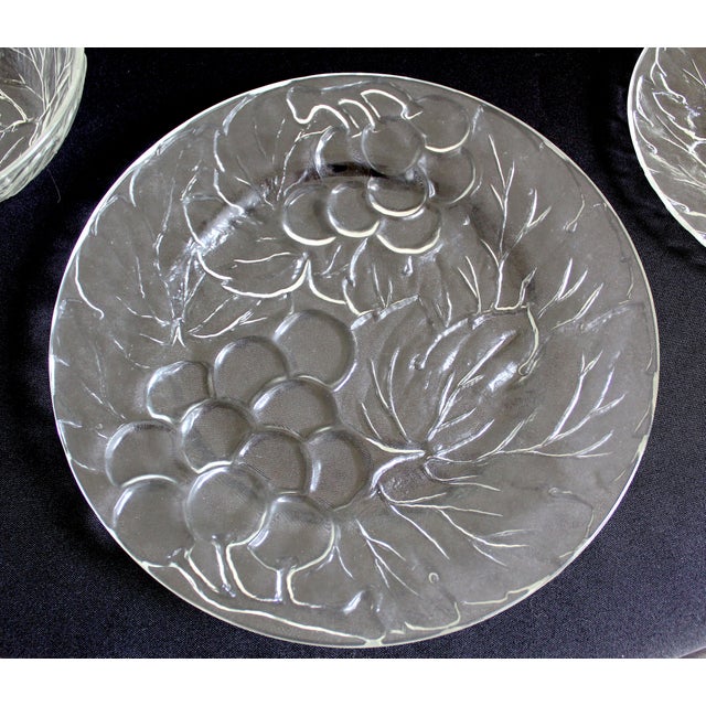 French Country Vintage Kig Indonesia Clear Pressed Glass Grape & Vine Dinnerware Set, 35 Pieces For Sale - Image 3 of 16