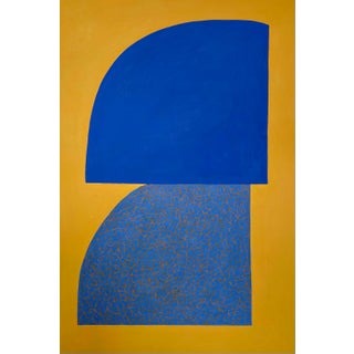 Sarah Vaaler Original Abstract Cobalt and Yellow Ochre Painting For Sale