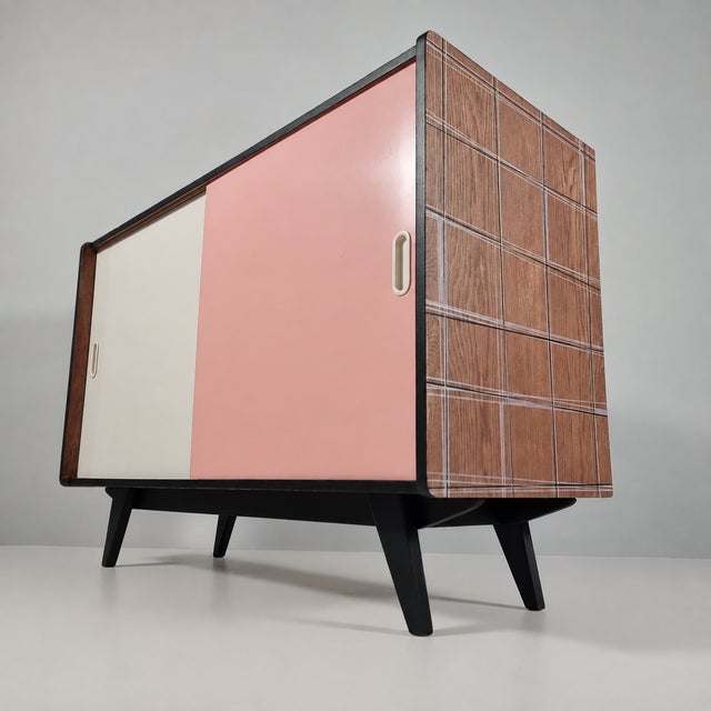 Vintage Pink Commode in Oak, 1960s For Sale - Image 9 of 9