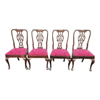 Fine Set of 4 18th Century English Queen Anne Dining Chairs in Mahogany For Sale