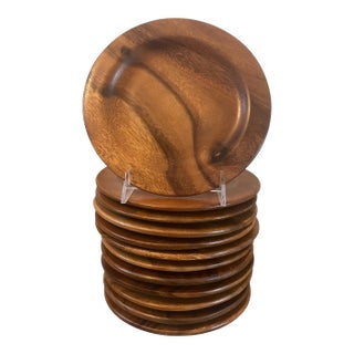 Monkey Pod Salad, Snack or Dessert Plates Philippines. Hand Crafted. Set of 12 For Sale