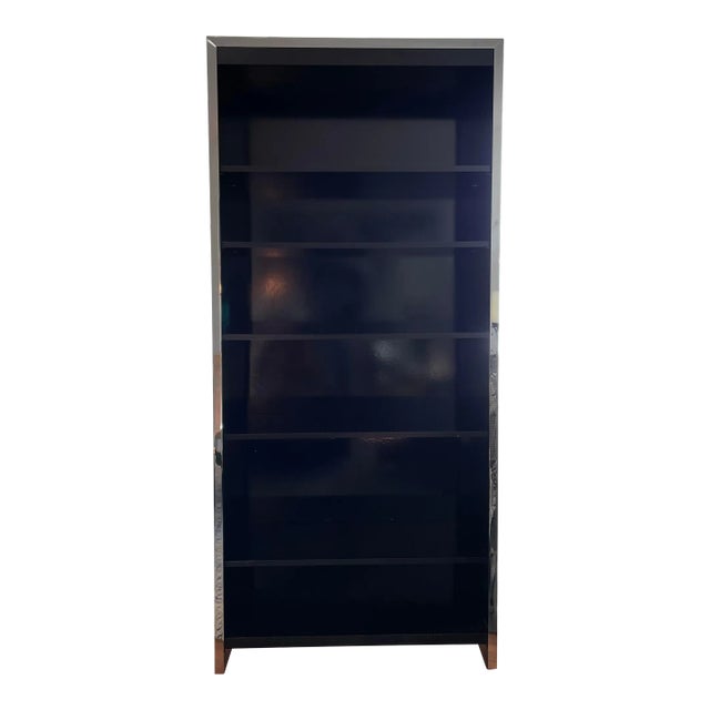 Mid Century Milo Baughman for John Stuart Open Chrome Frame Bookcase For Sale