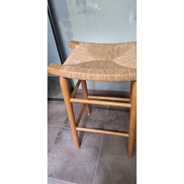 1960s Mid Century Modern 1960s Rush Tall Wood Stool Birch For Sale - Image 5 of 9